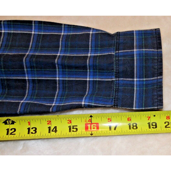 Vans Shirt Men's‎ Medium Blue Western Plaid Snap Button Long Sleeve - Picture 12 of 16
